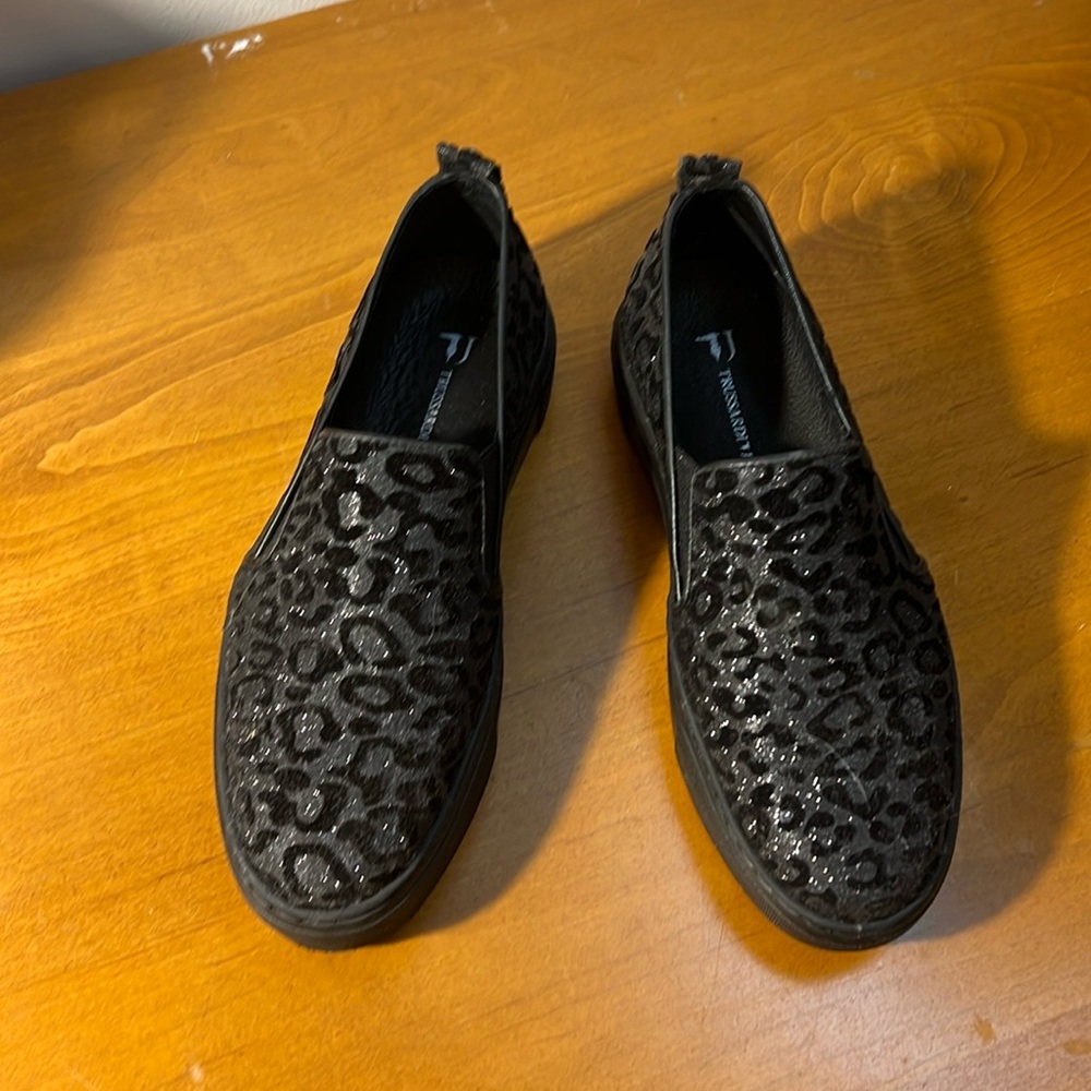 Trussardi Jeans glitter cheetah print platform sneakers size 36